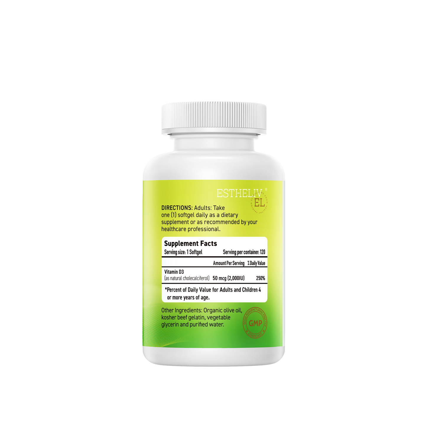 ESTHELIV® VITAMIN D3 2000IU 120 Mini Softgels