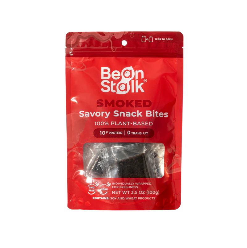 Bean Stalk Savory Vegan Jerky Snack Bites (Smoked, Pouch)