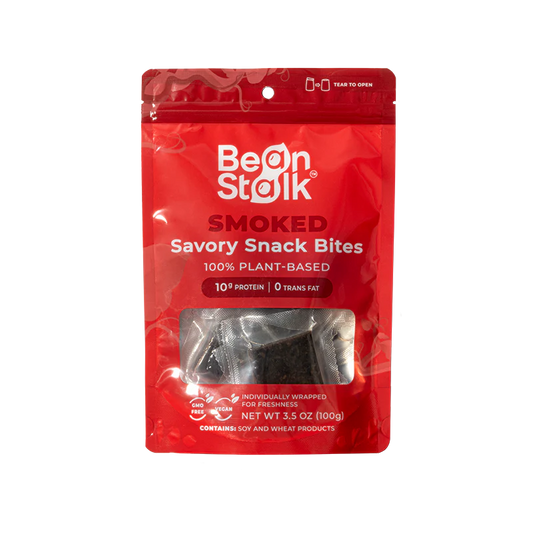 Bean Stalk Savory Vegan Jerky Snack Bites (Smoked, Pouch)