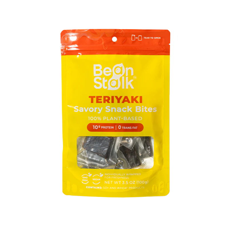 Bean Stalk Savory Vegan Jerky Snack Bites (Teriyaki, Pouch)