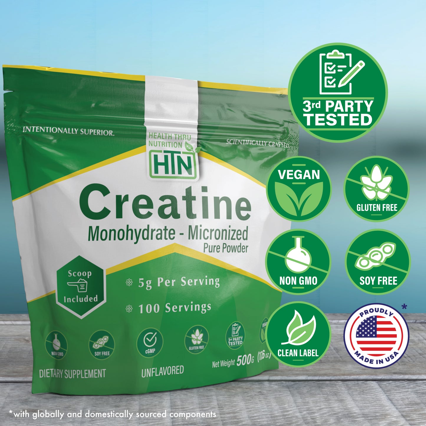 Creatine Monohydrate Micronized Powder – 500g Pure Unflavored – 5g Per Scoop – Workout Support, Muscle Fuel and Recovery Supplement | Non-GMO, Vegan