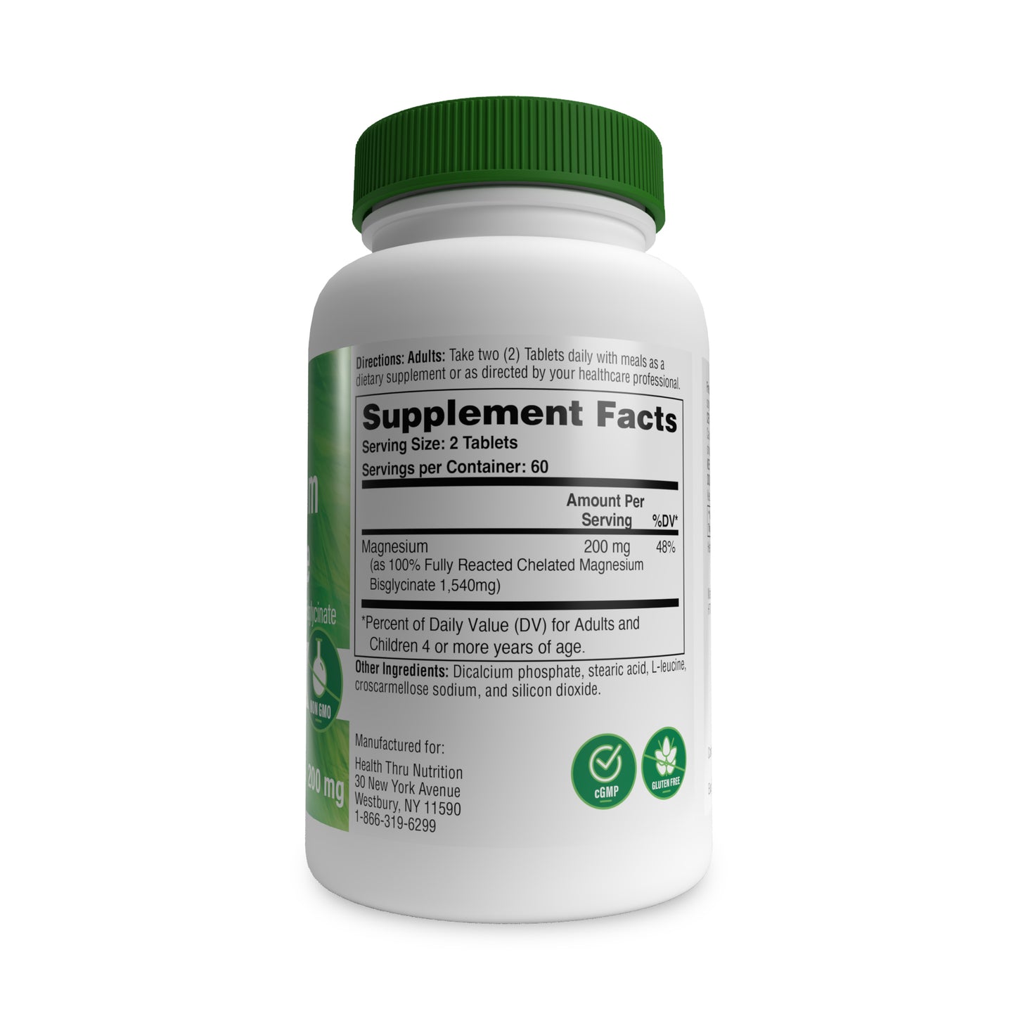 Magnesium Glycinate 200mg 120 tablets by Health Thru Nutrition