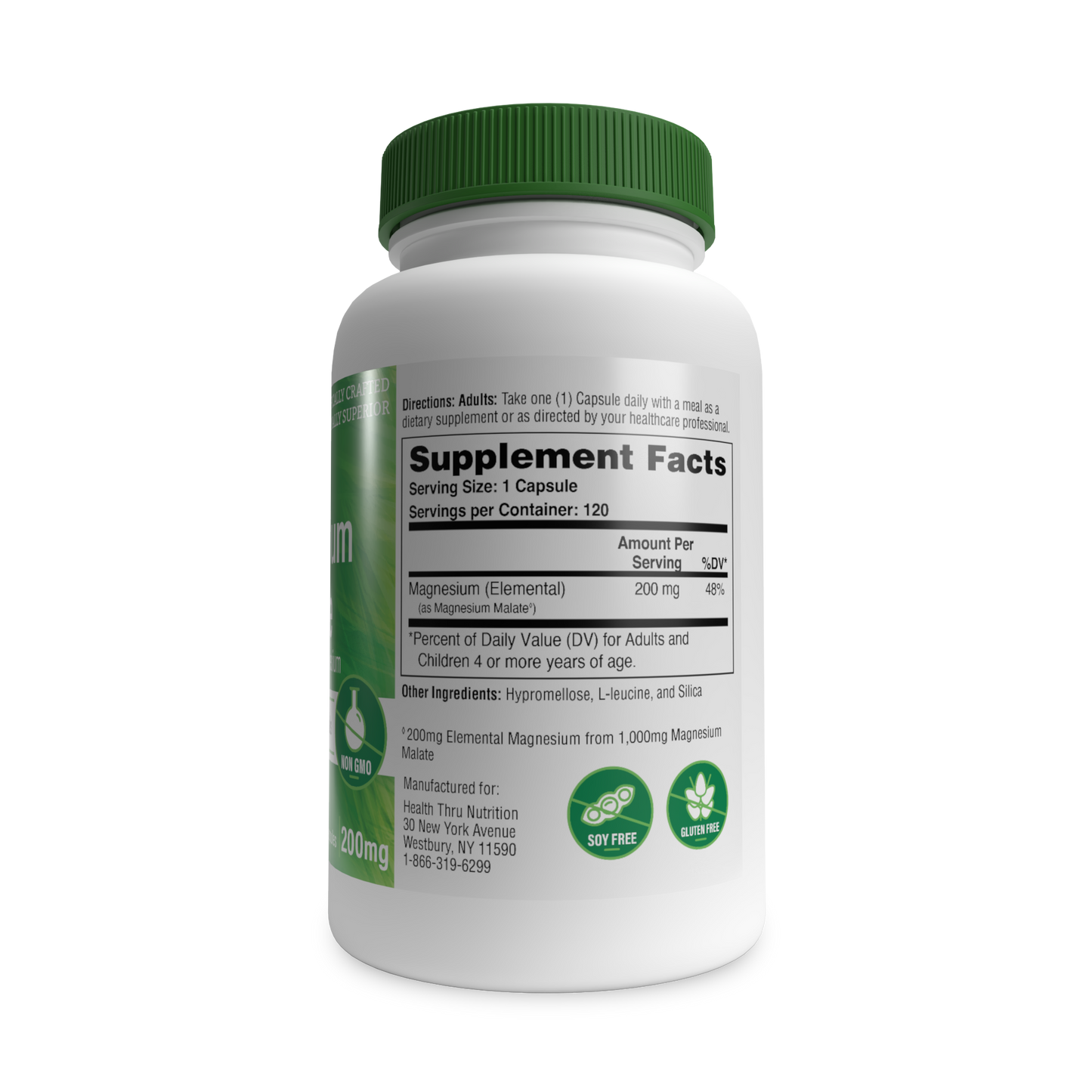 Magnesium Malate 200mg Elemental Magnesium from 1,000mg Magnesium Malate 120 count